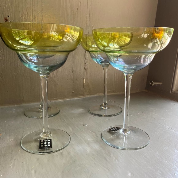 CIRCLEWARE DESIGN Two-tone Green & Blue Margarita Set of 4 - Picture 1 of 4